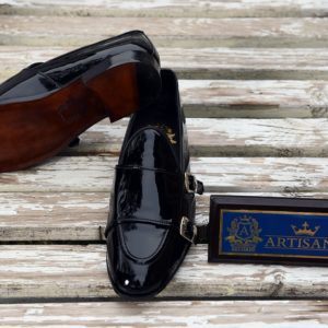 Black Patent Monkstrap Loafer