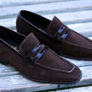 Dark Brown Suede Penny Loafer