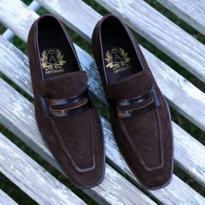 Dark Brown Suede Penny Loafer