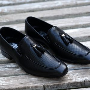 Perforated Black Tassel Loafer