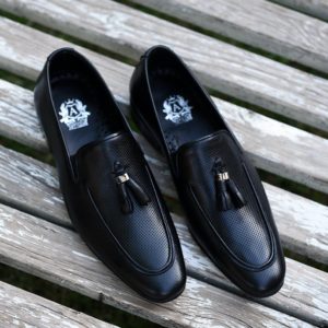 Perforated Black Tassel Loafer