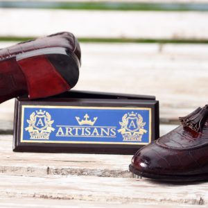 Croc Emboss Tassel Loafer Burgundy